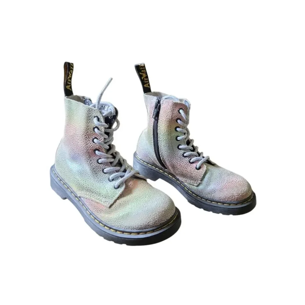 Dr Doc Martens 1460 Pascal J Kidray Iridescent Rainbow Junior sz 13 Combat Boot
